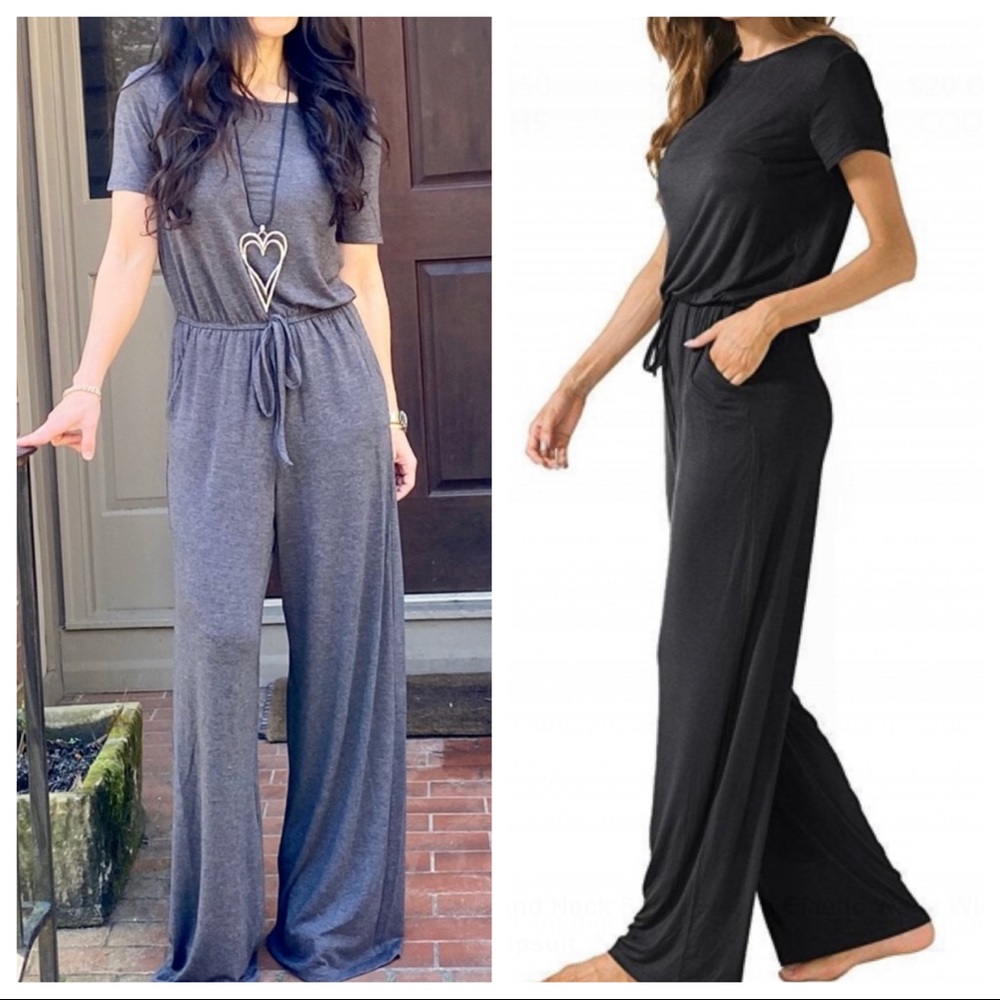 BLACK FABULOUS WIDE LEG SIDE POCKETS JUMPSUIT - Picture 4 of 12